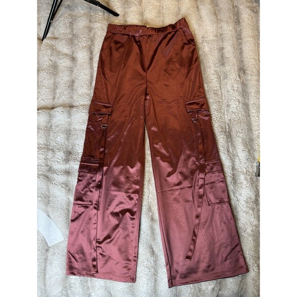 Pants - Persaya Brown Satin Cargo Size Large